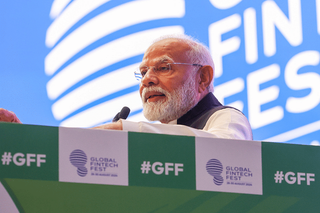 PM Modi addressing the Global Fintech Fest 2024 in Mumbai